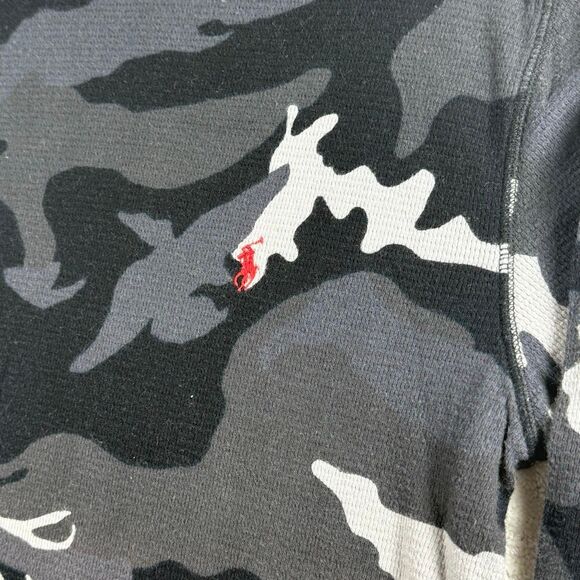 Chaps Ralph Lauren Waffle Knit Long Sleeve Black Camo T Shirt - Men’s US L - Picture 3 of 8